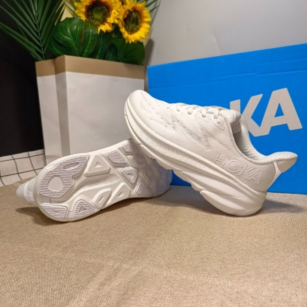 Hoka Women’s White Clifton 9 Running Shoes